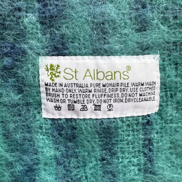 Vintage St Albans Mohair Throw Australia Luxury Turquoise Colbalt Blue - Picture 3 of 5